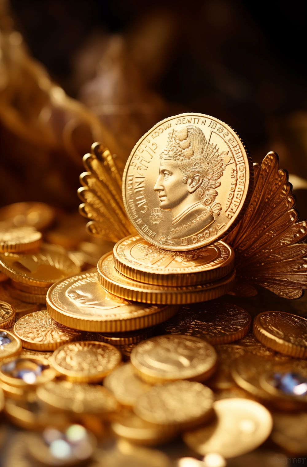 Nahaufnahme historischer Goldmünzen